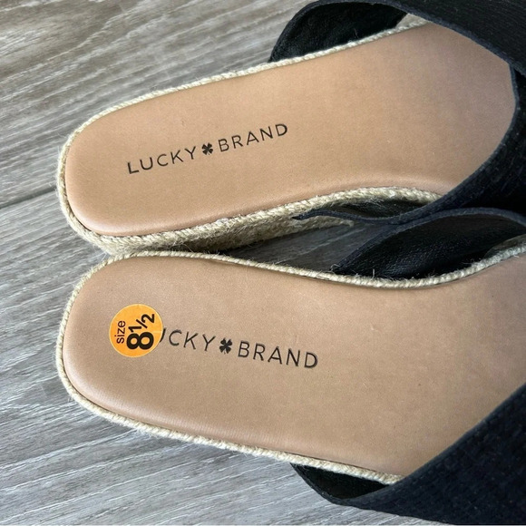 Lucky  Brand Gayte Black/Jute Platform Sandals - Picture 6 of 12